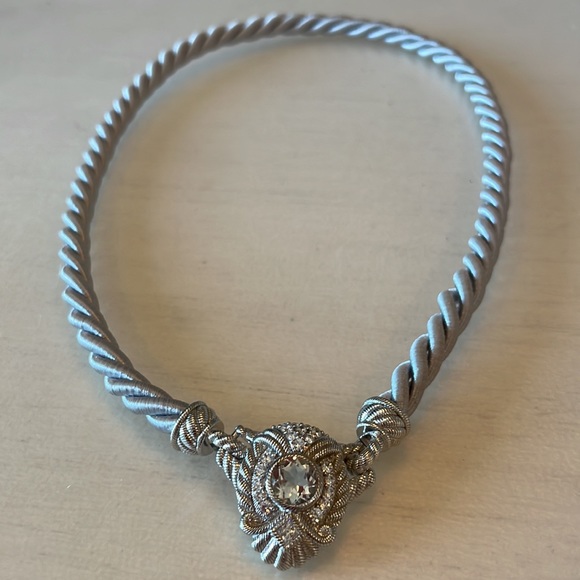 STUNNING JUDITH RIPKA STERLING SILVER STATEMENT NECKLACE (18”) - Picture 1 of 9